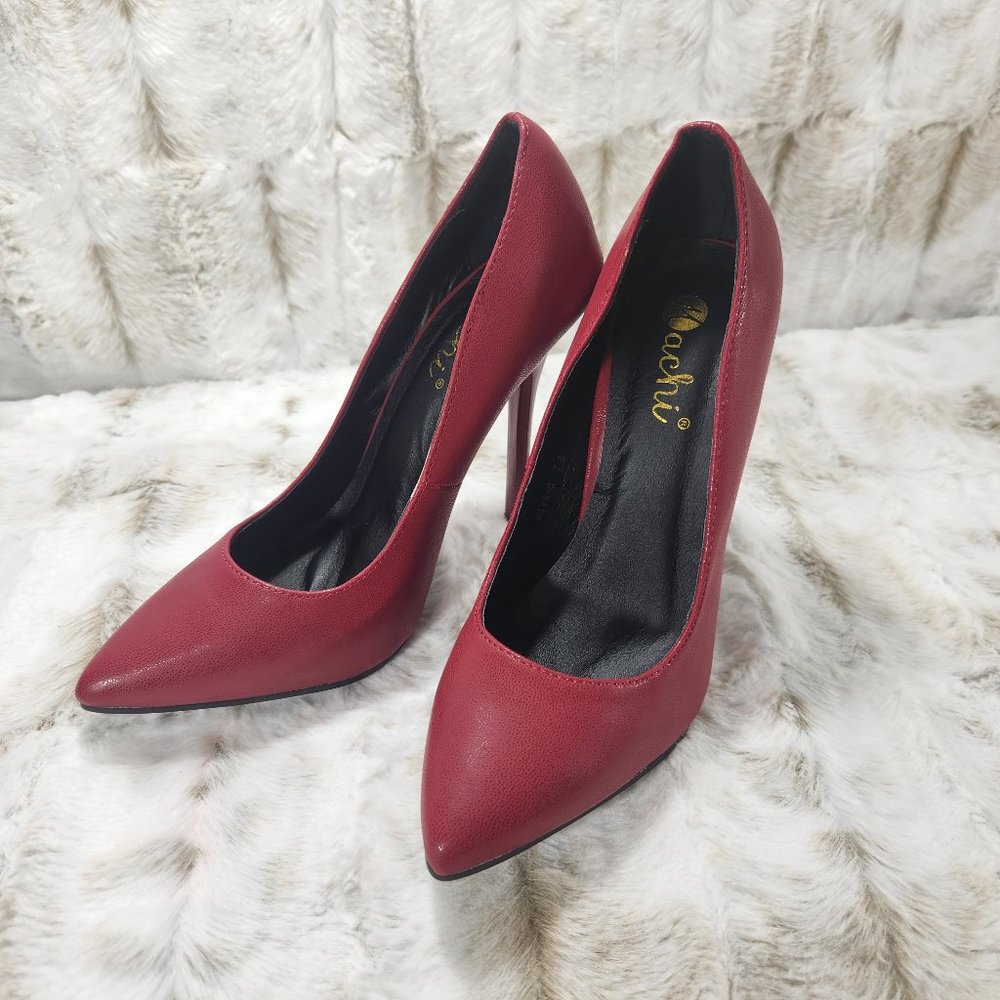 Machi Burgundy 4 1/2" Stiletto High Heel Pumps